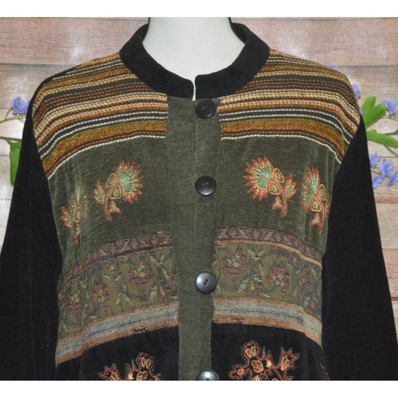 VTG White Stag Ladies Chenille Embroidered Button Up Jacket Size XL 16-18 Boho - Picture 2 of 12